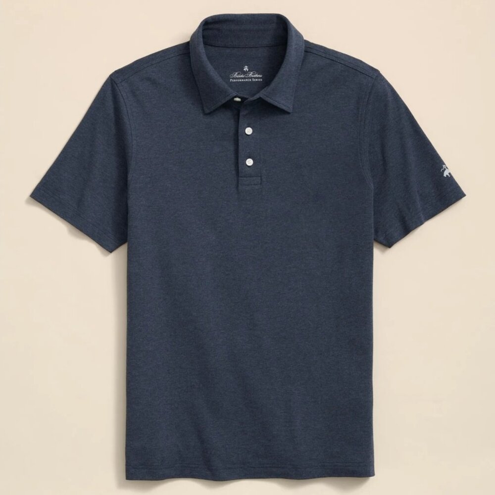 Brooks Brothers Navy Cotton Short Sleeve Polo Shirt in Medium
